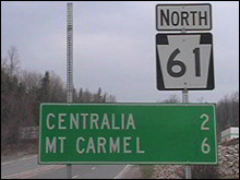 the sign leading to centralia